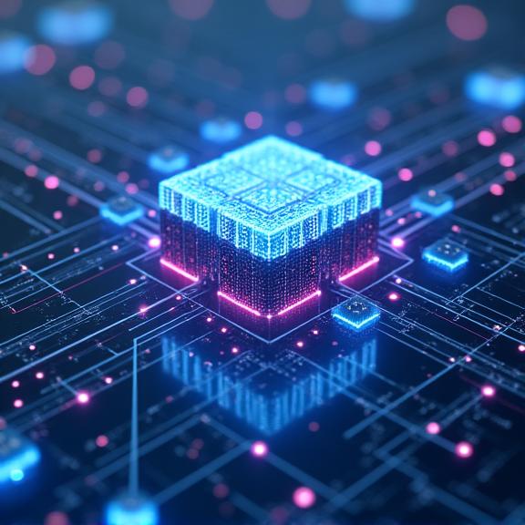 An abstract visualization of interconnected digital nodes and data streams